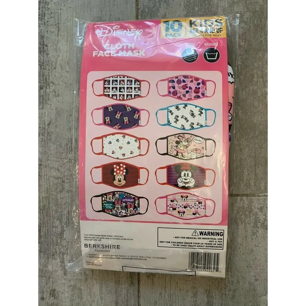 DISNEY 3 Layers Washable Reusable Cloth Face Masks 10 Pack Minnie Mickey Kids